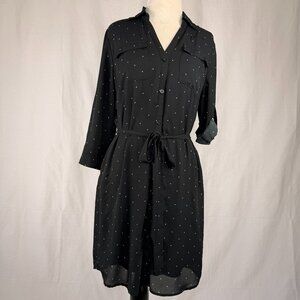 New York & Company Women's Black & White Polka Dot Dress | Medium